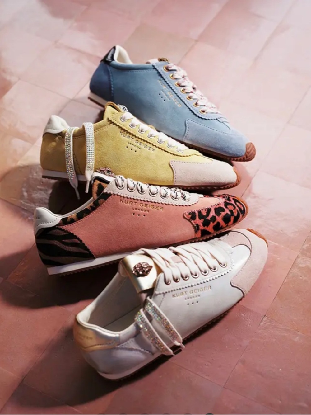 Kurt Geiger Islington Crystal Suede Sneakers Yellow